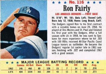 1963 Post Cereal #116 Ron Fairly Front