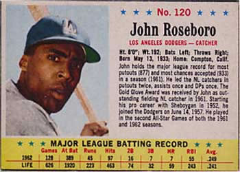 1963 Post Cereal #120 John Roseboro Front