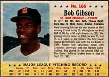 1963 Post Cereal #166 Bob Gibson Front
