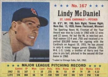 1963 Post Cereal #167a Lindy McDaniel Front