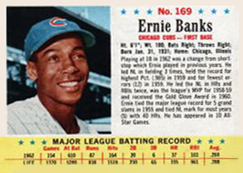 1963 Post Cereal #169 Ernie Banks Front