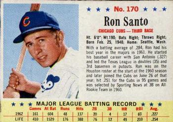 1963 Post Cereal #170 Ron Santo Front