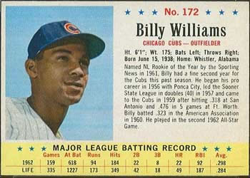 1963 Post Cereal #172 Billy Williams Front