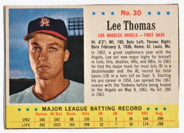 1963 Post Cereal #30 Lee Thomas Front