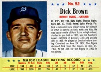 1963 Post Cereal #52 Dick Brown Front