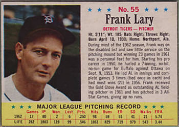 1963 Post Cereal #55 Frank Lary Front