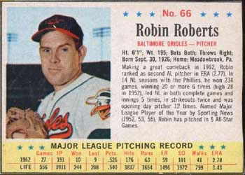 1963 Post Cereal #66 Robin Roberts Front