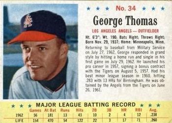 1963 Post Cereal #34 George Thomas Front
