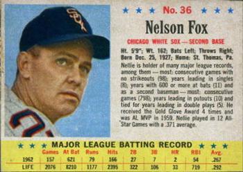 1963 Post Cereal #36a Nellie Fox Front