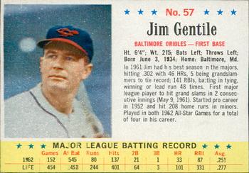 1963 Post Cereal #57 Jim Gentile Front