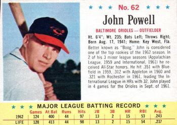 1963 Post Cereal #62 Boog Powell Front