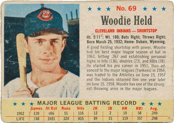 1963 Post Cereal #69 Woodie Held Front