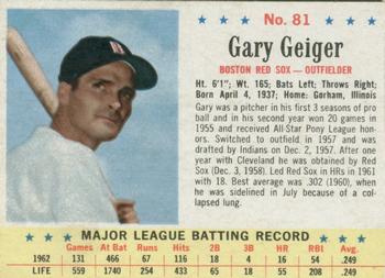 1963 Post Cereal #81 Gary Geiger Front