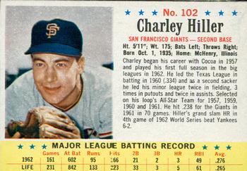 1963 Post Cereal #102 Charley Hiller Front