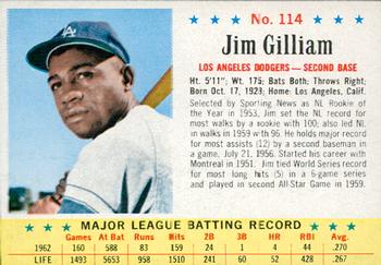 1963 Post Cereal #114 Jim Gilliam Front