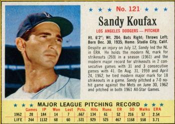 1963 Post Cereal #121 Sandy Koufax Front