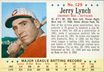 1963 Post Cereal #129 Jerry Lynch Front