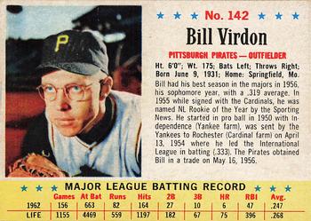 1963 Post Cereal #142 Bill Virdon Front