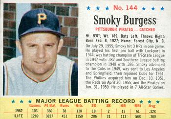 1963 Post Cereal #144 Smoky Burgess Front
