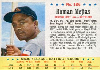 1963 Post Cereal #186 Roman Mejias Front
