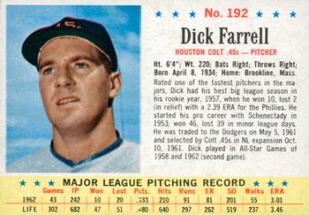 1963 Post Cereal #192 Dick Farrell Front