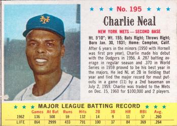 1963 Post Cereal #195 Charlie Neal Front