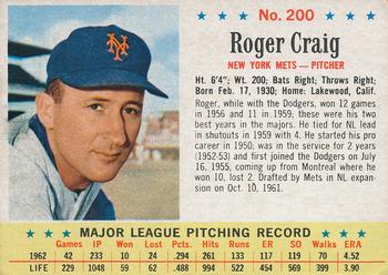 1963 Post Cereal #200 Roger Craig Front