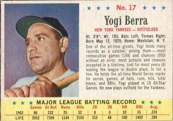 1963 Post Cereal #17 Yogi Berra Front