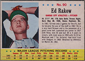 1963 Post Cereal #90 Ed Rakow Front