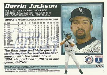 1995 Topps #106 Darrin Jackson Back