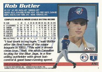 1995 Topps #116 Rob Butler Back