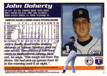 1995 Topps #125 John Doherty Back