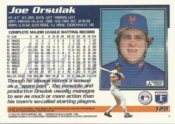 1995 Topps #128 Joe Orsulak Back