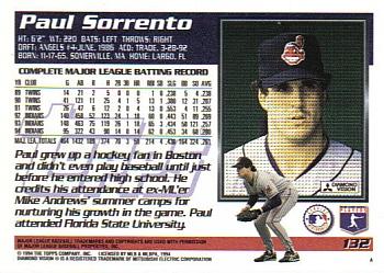 1995 Topps #132 Paul Sorrento Back