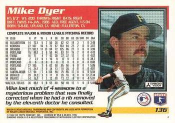 1995 Topps #136 Mike Dyer Back