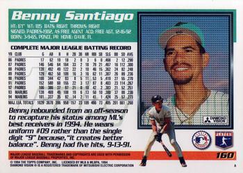 1995 Topps #160 Benny Santiago Back