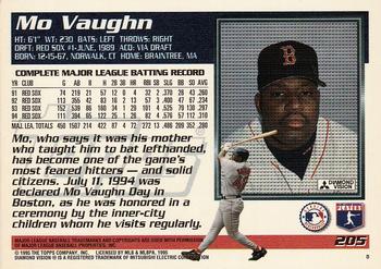 1995 Topps #205 Mo Vaughn Back