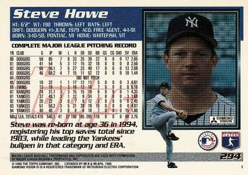 1995 Topps #294 Steve Howe Back