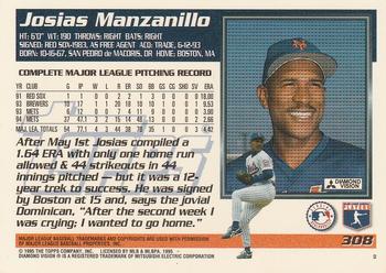 1995 Topps #308 Josias Manzanillo Back