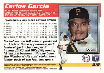 1995 Topps #515 Carlos Garcia Back