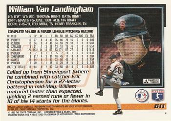 1995 Topps #611 William Van Landingham Back