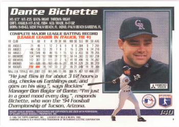 1995 Topps #140 Dante Bichette Back