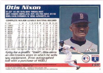 1995 Topps #148 Otis Nixon Back