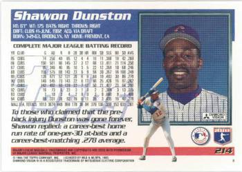 1995 Topps #214 Shawon Dunston Back