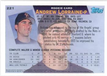 1995 Topps #221 Andrew Lorraine Back