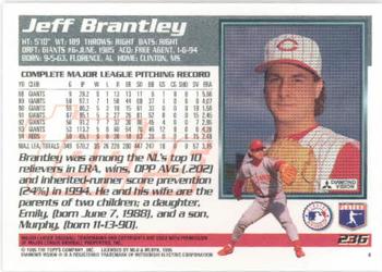 1995 Topps #236 Jeff Brantley Back