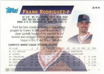1995 Topps #244 Frank Rodriguez Back