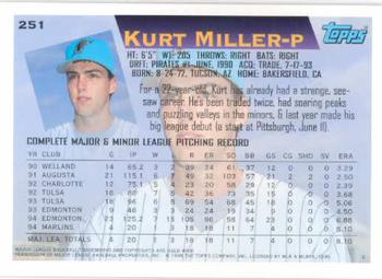 1995 Topps #251 Kurt Miller Back