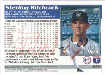 1995 Topps #266 Sterling Hitchcock Back