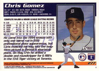 1995 Topps #277 Chris Gomez Back
